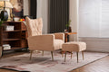 Modern Accent Chair With Ottoman, Comfy Armchair For Living Room, Bedroom, Apartment, Office Nude Cream Primary Living Space Classic Polyester