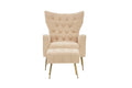 Modern Accent Chair With Ottoman, Comfy Armchair For Living Room, Bedroom, Apartment, Office Nude Cream Primary Living Space Classic Polyester