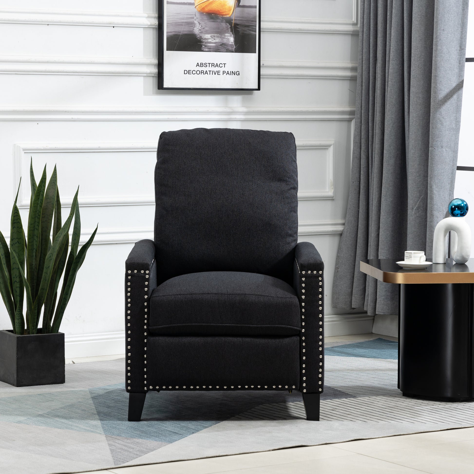 Coolmore Modern Comfortable Upholstered Leisure Chair Recliner Chair For Living Room Black Velvet