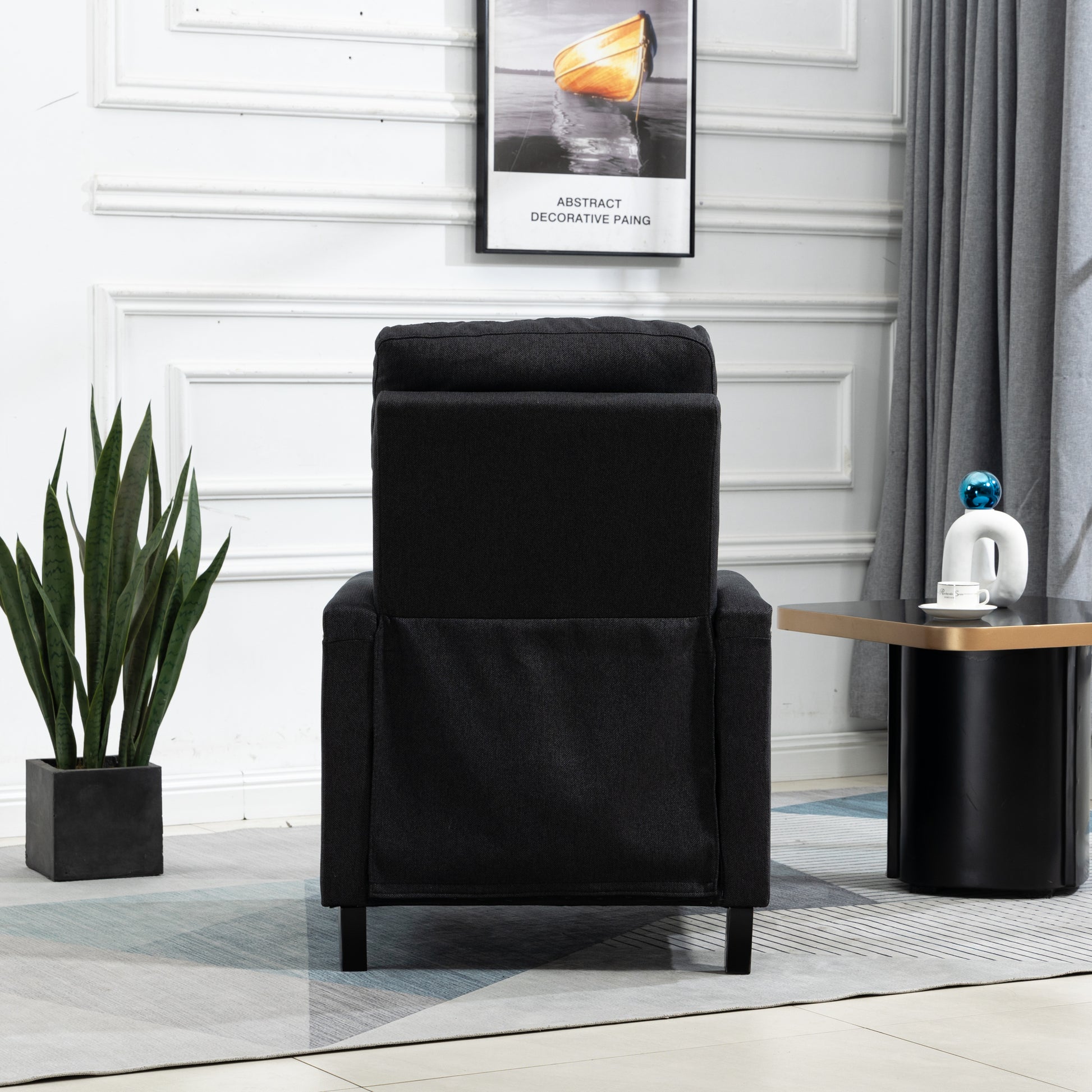Coolmore Modern Comfortable Upholstered Leisure Chair Recliner Chair For Living Room Black Velvet