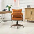 Coolmore Computer Chair Office Chair Adjustable Swivel Chair Fabric Seat Home Study Chair Orange Boucle