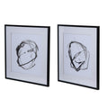 Set Of 2 Modern Abstract Wall Art, Square Framed Wall Art, 31.5
