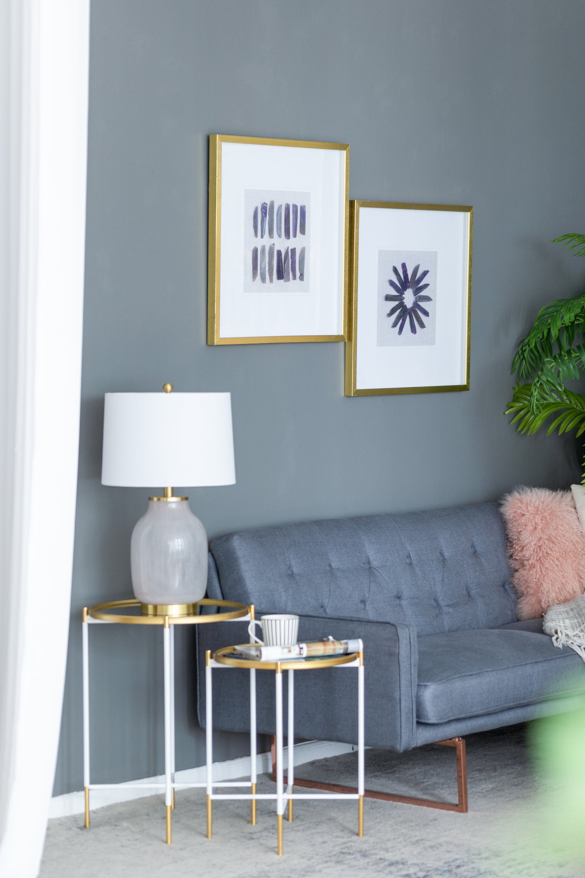 23.5 X 23.5" Grace Purple Agate Shadow Boxes Wall Art, Set Of 2 Multicolor Plastic