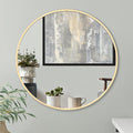 Gold 32 In Metal Round Mirror Golden Classic,Modern Mdf Glass Aluminium