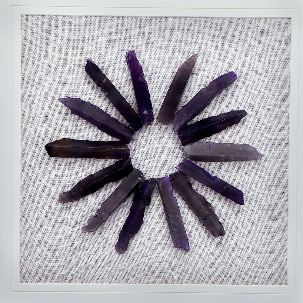 23.5 X 23.5" Grace Purple Agate Shadow Boxes Wall Art, Set Of 2 Multicolor Plastic