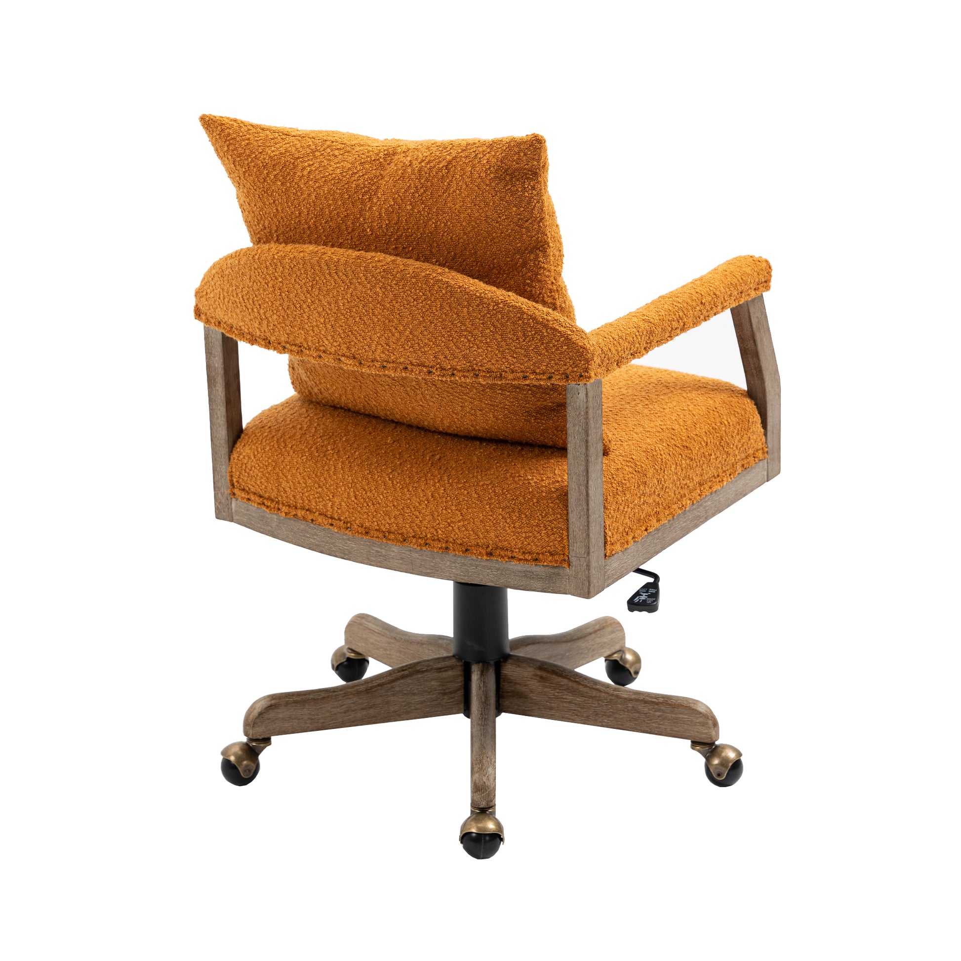 Coolmore Computer Chair Office Chair Adjustable Swivel Chair Fabric Seat Home Study Chair Orange Boucle