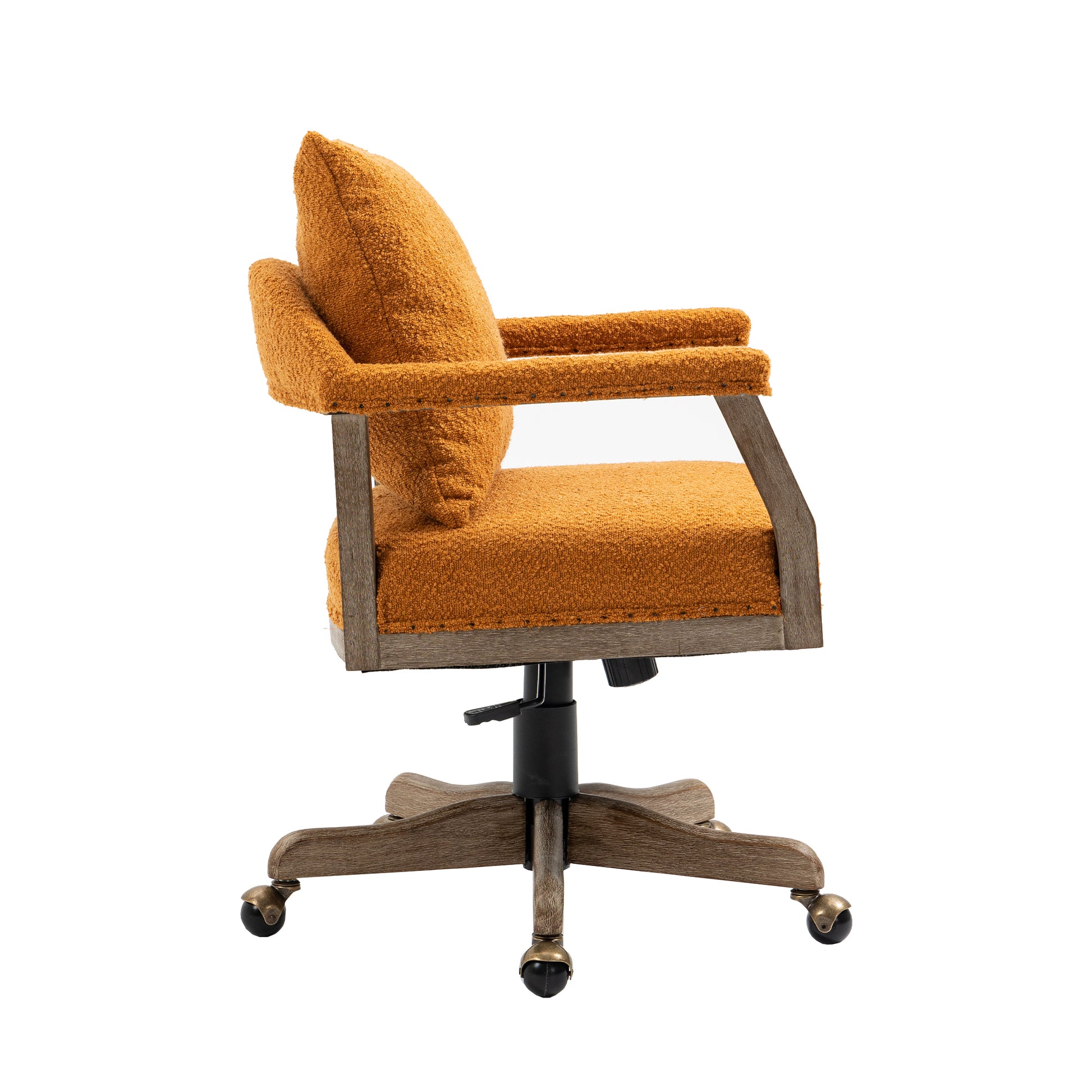 Coolmore Computer Chair Office Chair Adjustable Swivel Chair Fabric Seat Home Study Chair Orange Boucle