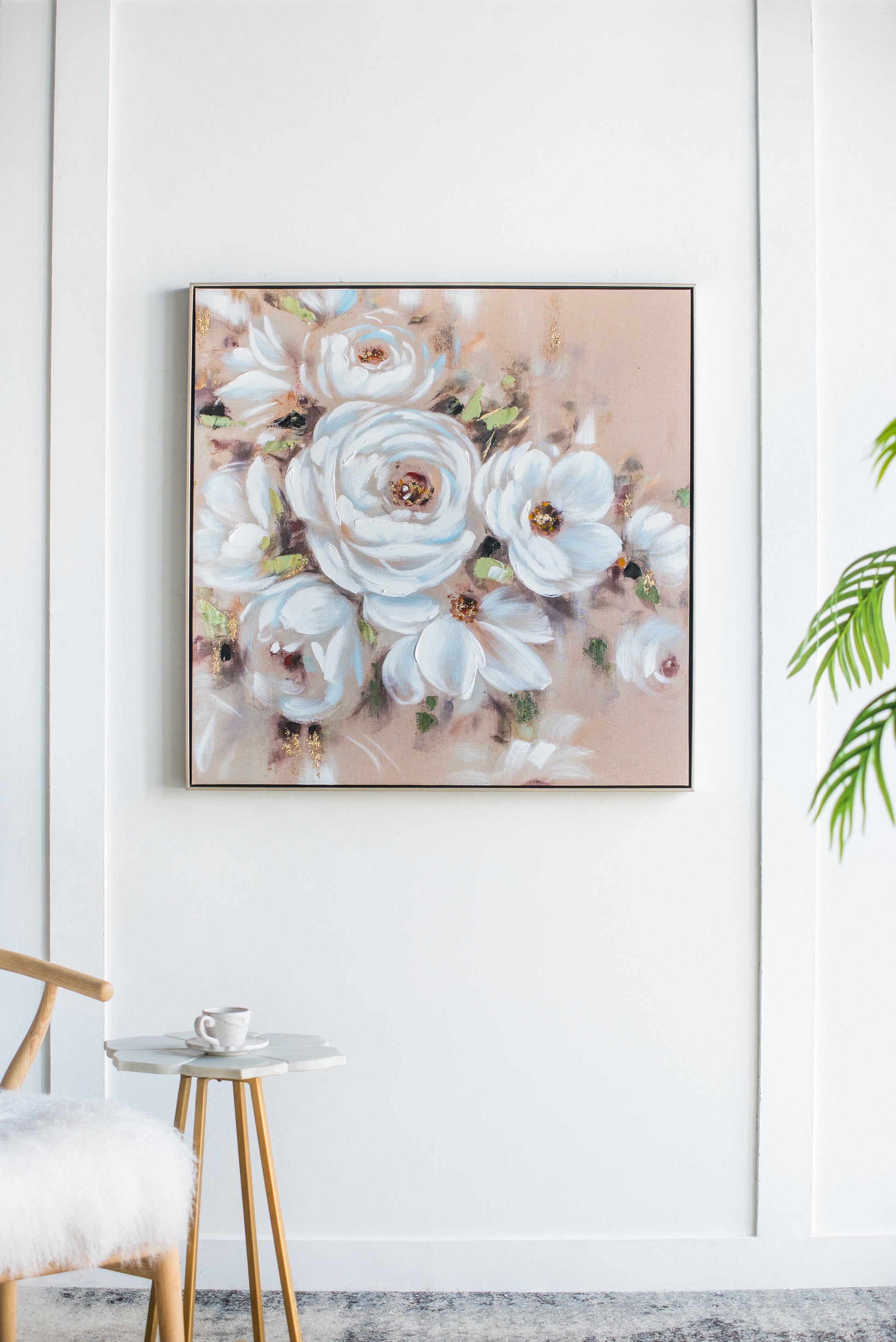 36" X 36" Square Framed Wall Art Flower Canvas Print, Home Decor For Living Room Kitchen Foyer Office Multicolor Canvas