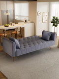 71 Inch Convertibleseat Sofa, American Vintage Grey Velvet Material, Suitable For Small Living Room, Bedroom, Office Gray Velvet 2 Seat