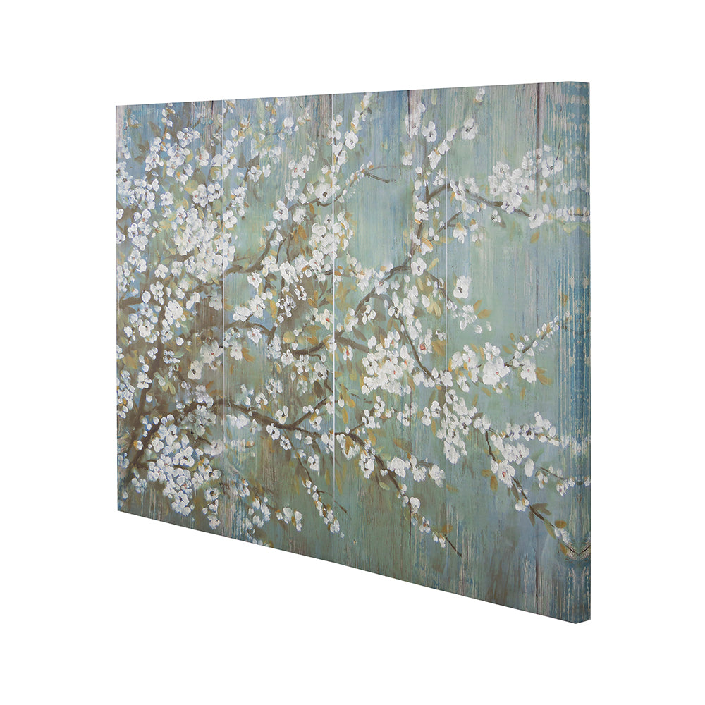 18.5" X 59" Saison White Cherry Blossom Canvas Print, Wall Decor For Living Room Bedrrom Entryway Office, Set Of 4 Multicolor Mdf