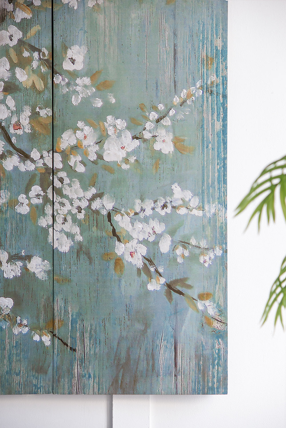 18.5" X 59" Saison White Cherry Blossom Canvas Print, Wall Decor For Living Room Bedrrom Entryway Office, Set Of 4 Multicolor Mdf