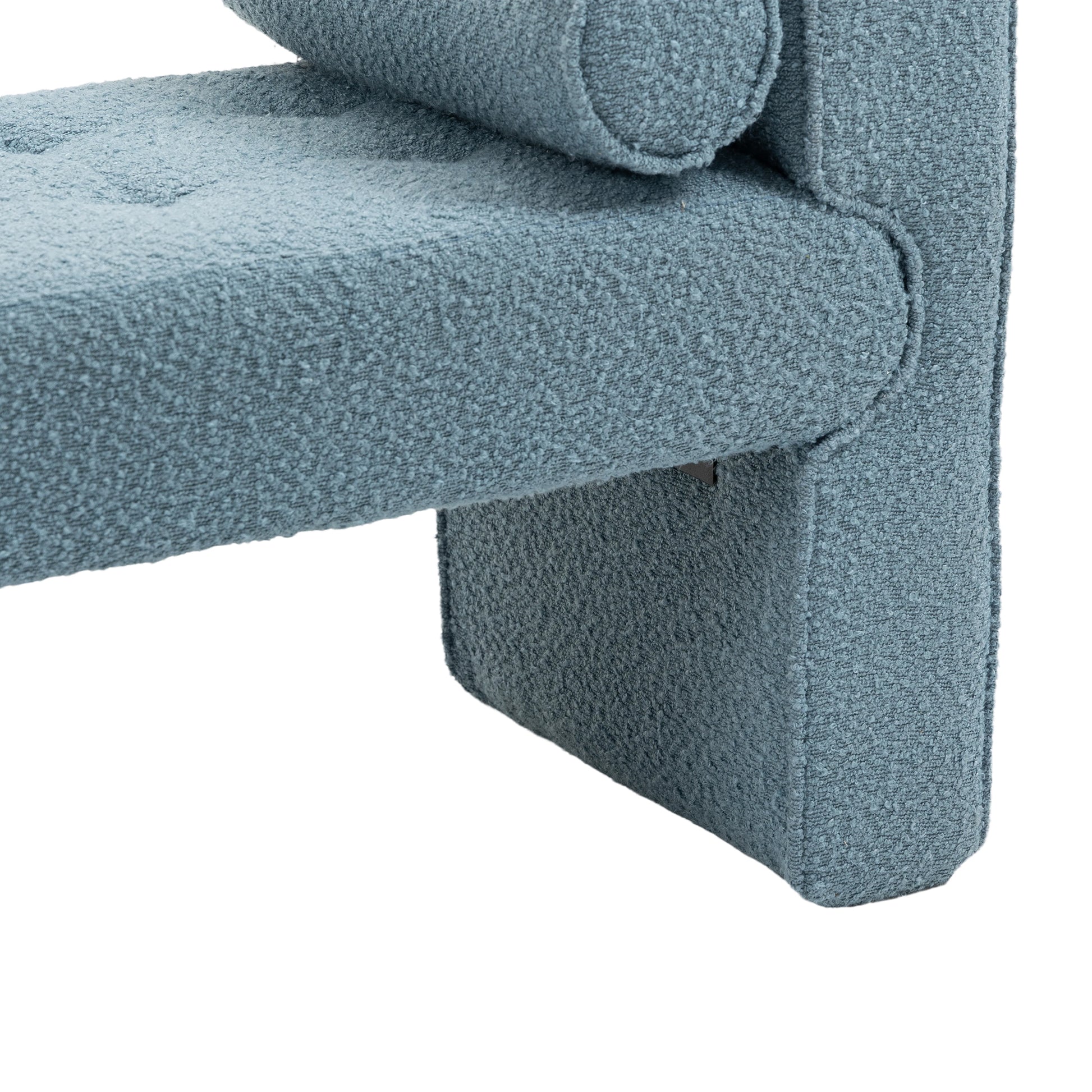 Coolmore Modern Ottoman Bench, Bed Stool Made Of Loop Gauze, End Bed Bench, Footrest For Bedroom, Living Room, End Of Bed, Hallway Light Blue Boucle