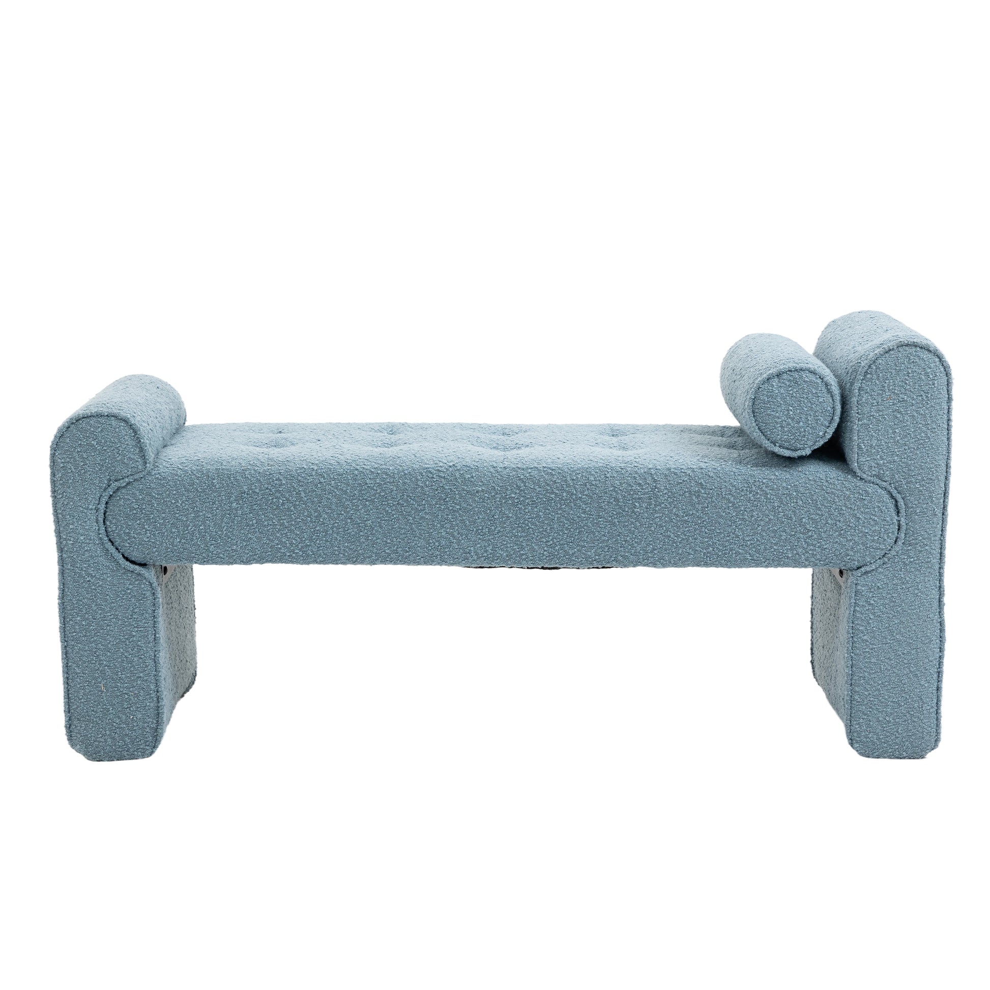 Coolmore Modern Ottoman Bench, Bed Stool Made Of Loop Gauze, End Bed Bench, Footrest For Bedroom, Living Room, End Of Bed, Hallway Light Blue Boucle