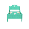 Girl'S Beautiful Princess Bed Macaron Twin Size Toddler Bed With Side Safety Rails And Headboard And Footboard, Seasoft Green Twin Green Solid Wood Mdf