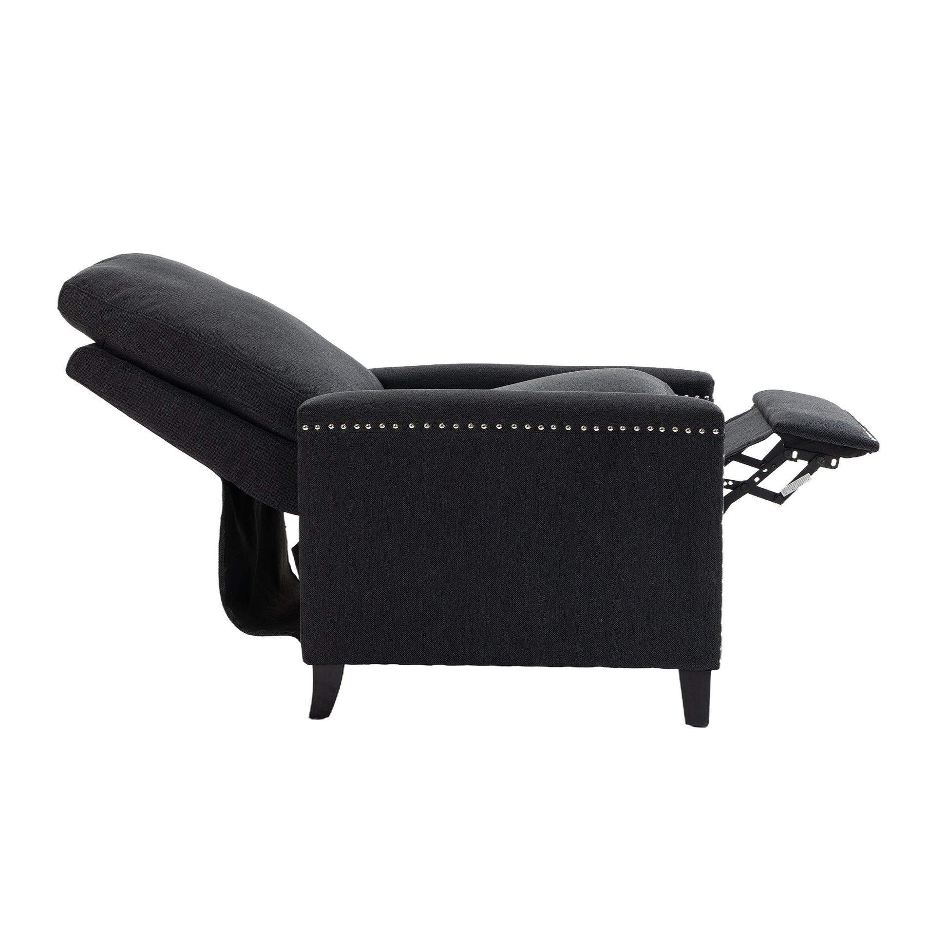 Coolmore Modern Comfortable Upholstered Leisure Chair Recliner Chair For Living Room Black Velvet