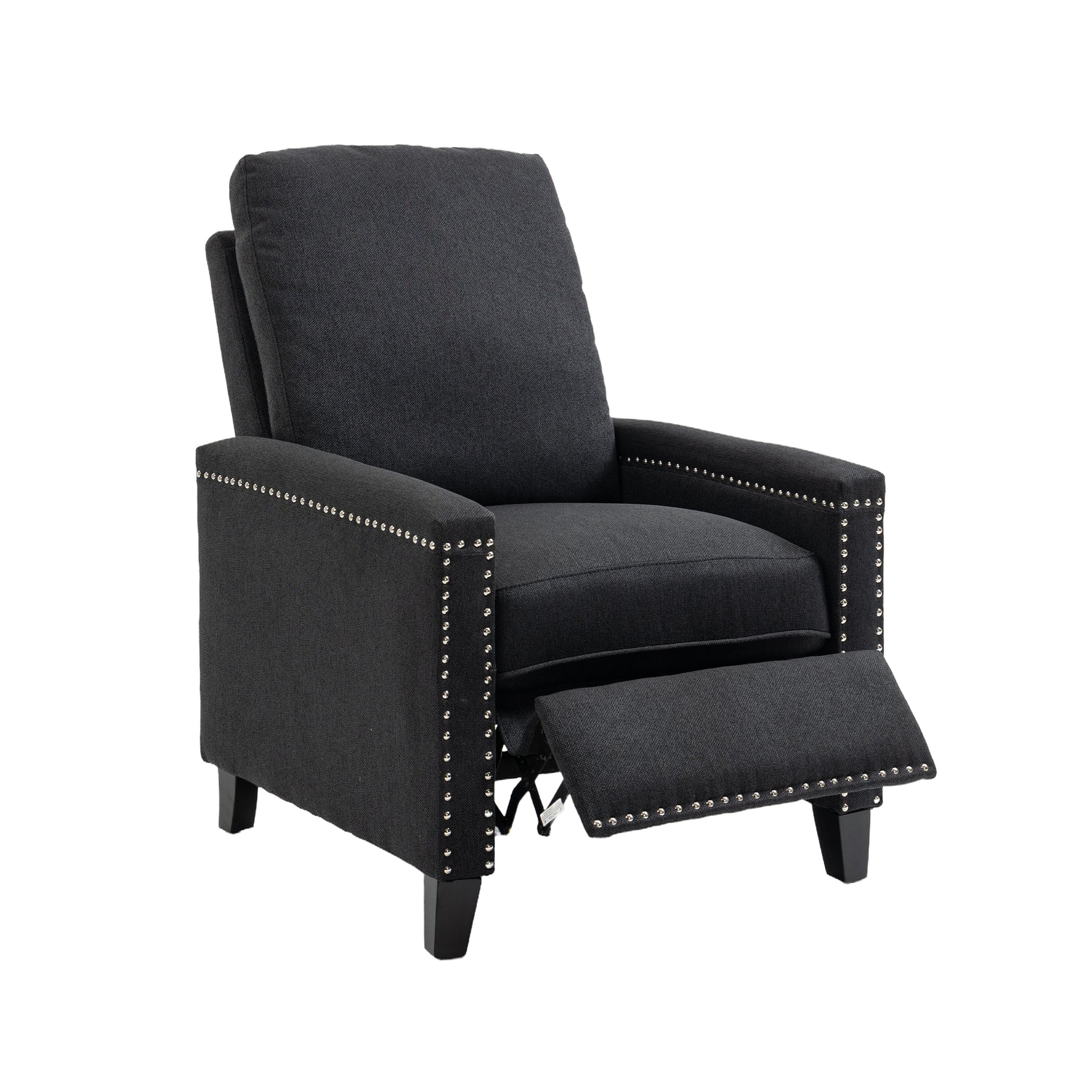 Coolmore Modern Comfortable Upholstered Leisure Chair Recliner Chair For Living Room Black Velvet