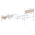 Full Size Platform Bed, Metal And Wood Bed Frame With Headboard And Footboardwhite White Metal & Wood