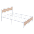 Full Size Platform Bed, Metal And Wood Bed Frame With Headboard And Footboardwhite White Metal & Wood