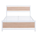 Full Size Platform Bed, Metal And Wood Bed Frame With Headboard And Footboardwhite White Metal & Wood