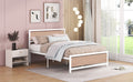 Full Size Platform Bed, Metal And Wood Bed Frame With Headboard And Footboardwhite White Metal & Wood