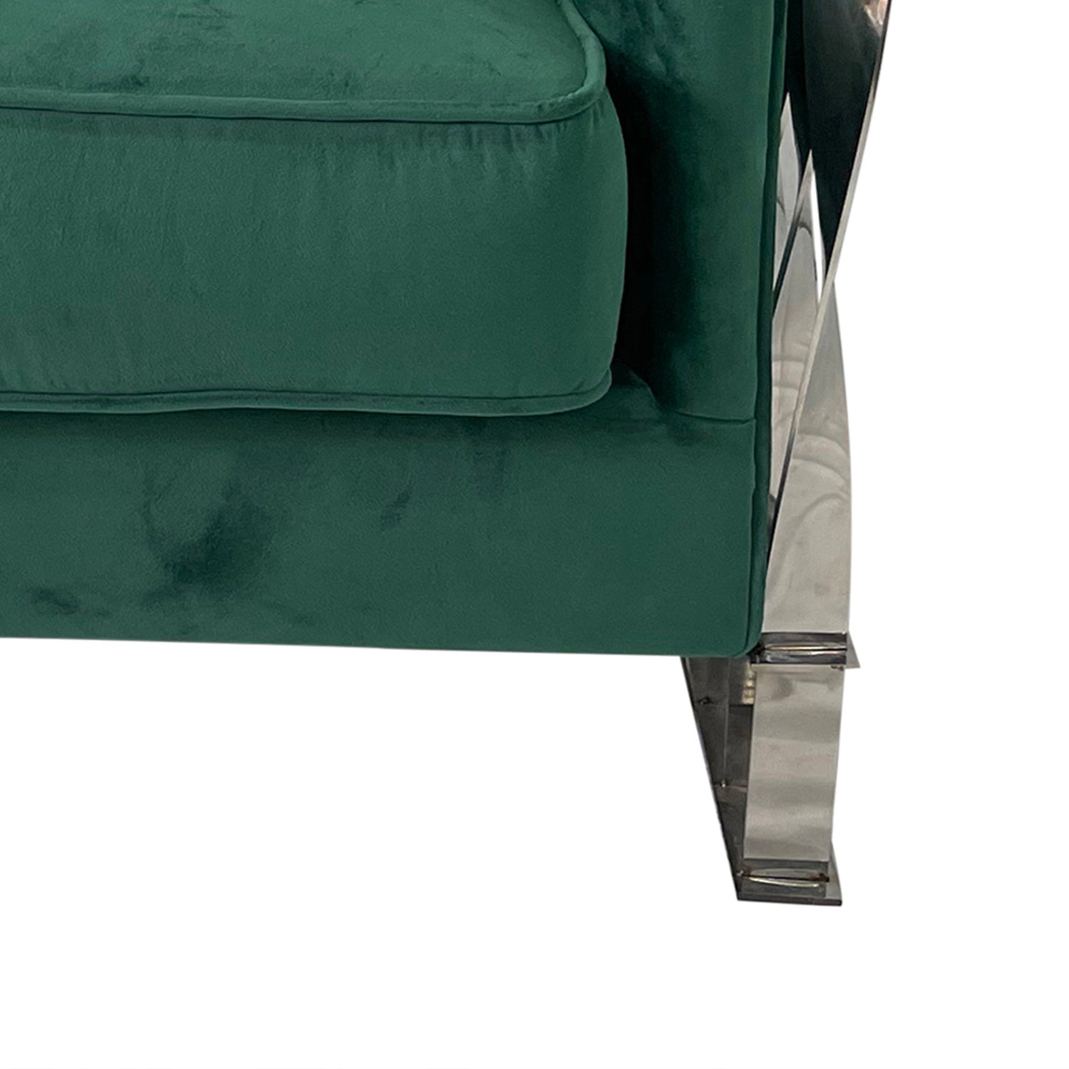 Green And Silver Sofa Chair Green Stainless Steel Velvet