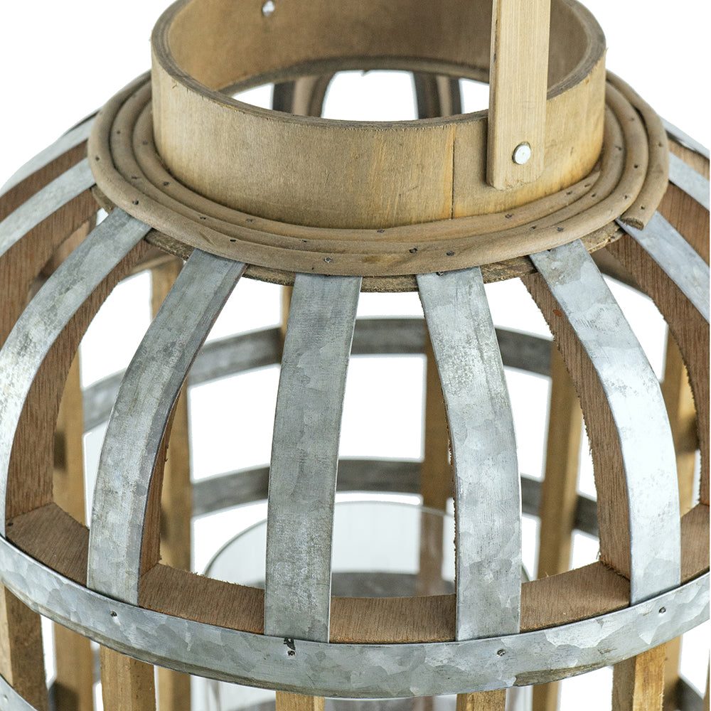 Decorative Lantern With Handle, Wooden Lantern For Indoor Outdoor, Home Garden Wedding Silver Iron