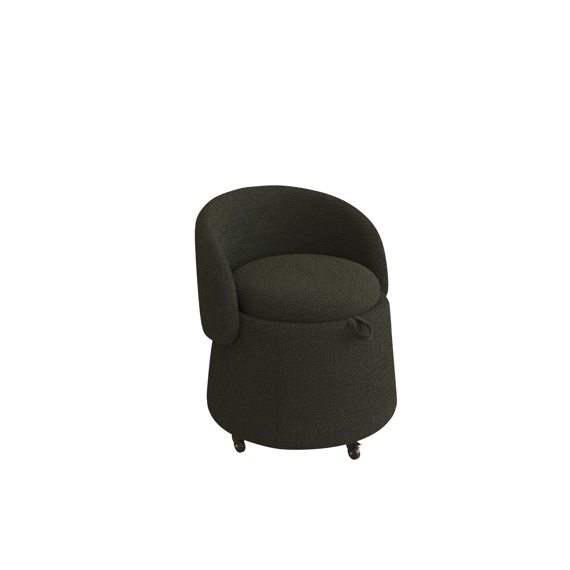 Multi Functional Stool Can Be Moved For Storage,Teddy Fleece Bedroom And Living Room Green Polyester Blend