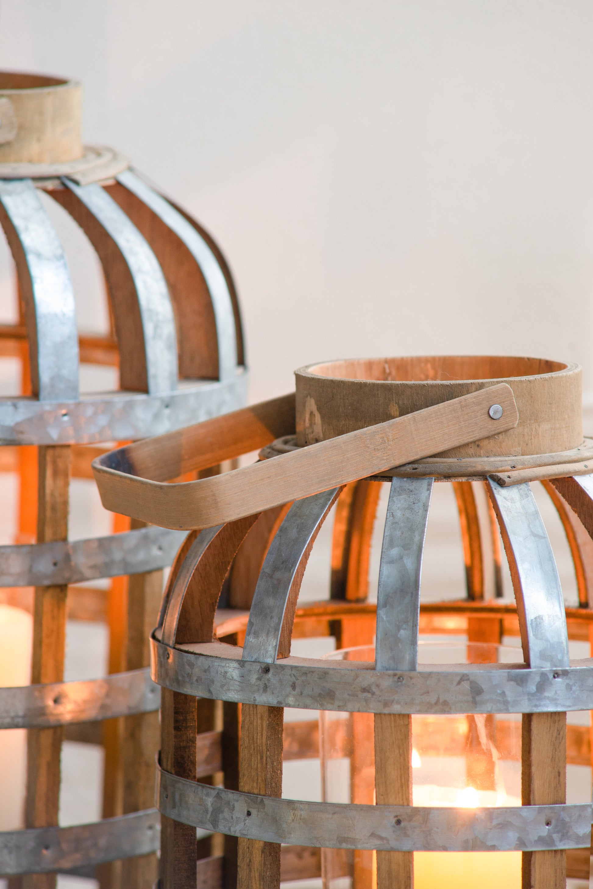 Decorative Lantern With Handle, Wooden Lantern For Indoor Outdoor, Home Garden Wedding Silver Iron