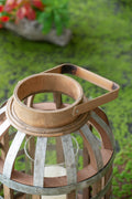 Decorative Lantern With Handle, Wooden Lantern For Indoor Outdoor, Home Garden Wedding Silver Iron