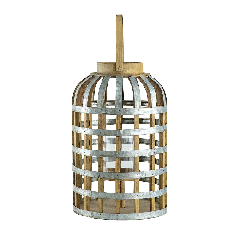 Decorative Lantern With Handle, Wooden Lantern For Indoor Outdoor, Home Garden Wedding Silver Iron