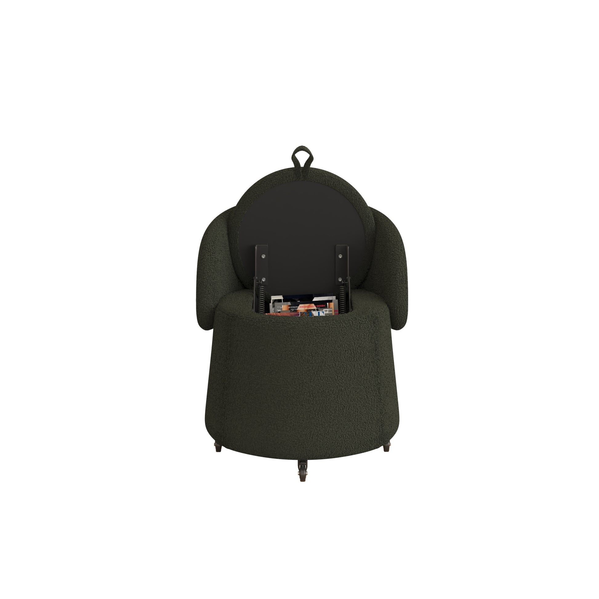 Multi Functional Stool Can Be Moved For Storage,Teddy Fleece Bedroom And Living Room Green Polyester Blend