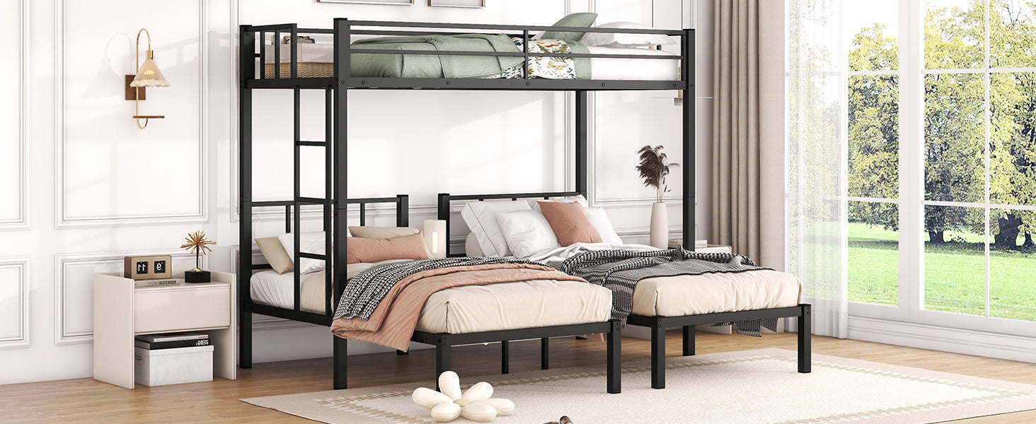 Twin Over Twin & Twin Bunk Beds For 3, Twin Xl Over Twin & Twin Bunk Bed Metal Triple Bunk Bed, Black Pre Sale Date: February 8Th. Black Metal