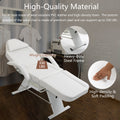 Massage Salon Tattoo Chair With Two Trays Esthetician Bed With Hydraulic Stool,Multi Purpose 3 Section Facial Bed Table, Adjustable Beauty Barber Spa Beauty Equipment, White White Pu