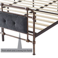 King Size High Boad Metal Bed With Soft Head And Tail, No Spring, Easy To Assemble, No Noise Box Spring Not Required King Dark Gray Metal Bedroom Bed Frame Foam Velvet Metal