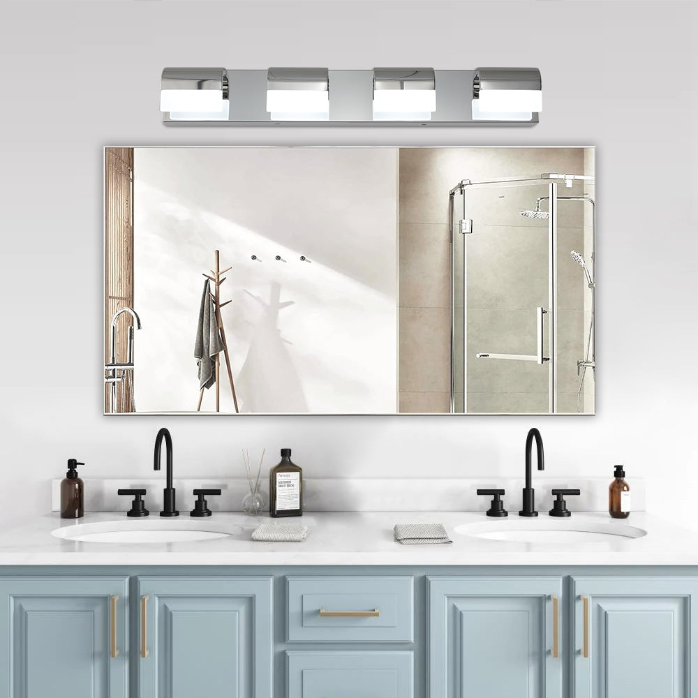 Modern Bathroom Vanity Lighting 4 Light Led Vanity Lights Over Mirror Bath Wall Lighting Chrome Modern Acrylic Stainless Steel