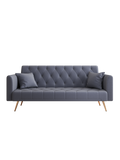 71 Inch Convertibleseat Sofa, American Vintage Grey Velvet Material, Suitable For Small Living Room, Bedroom, Office Gray Velvet 2 Seat