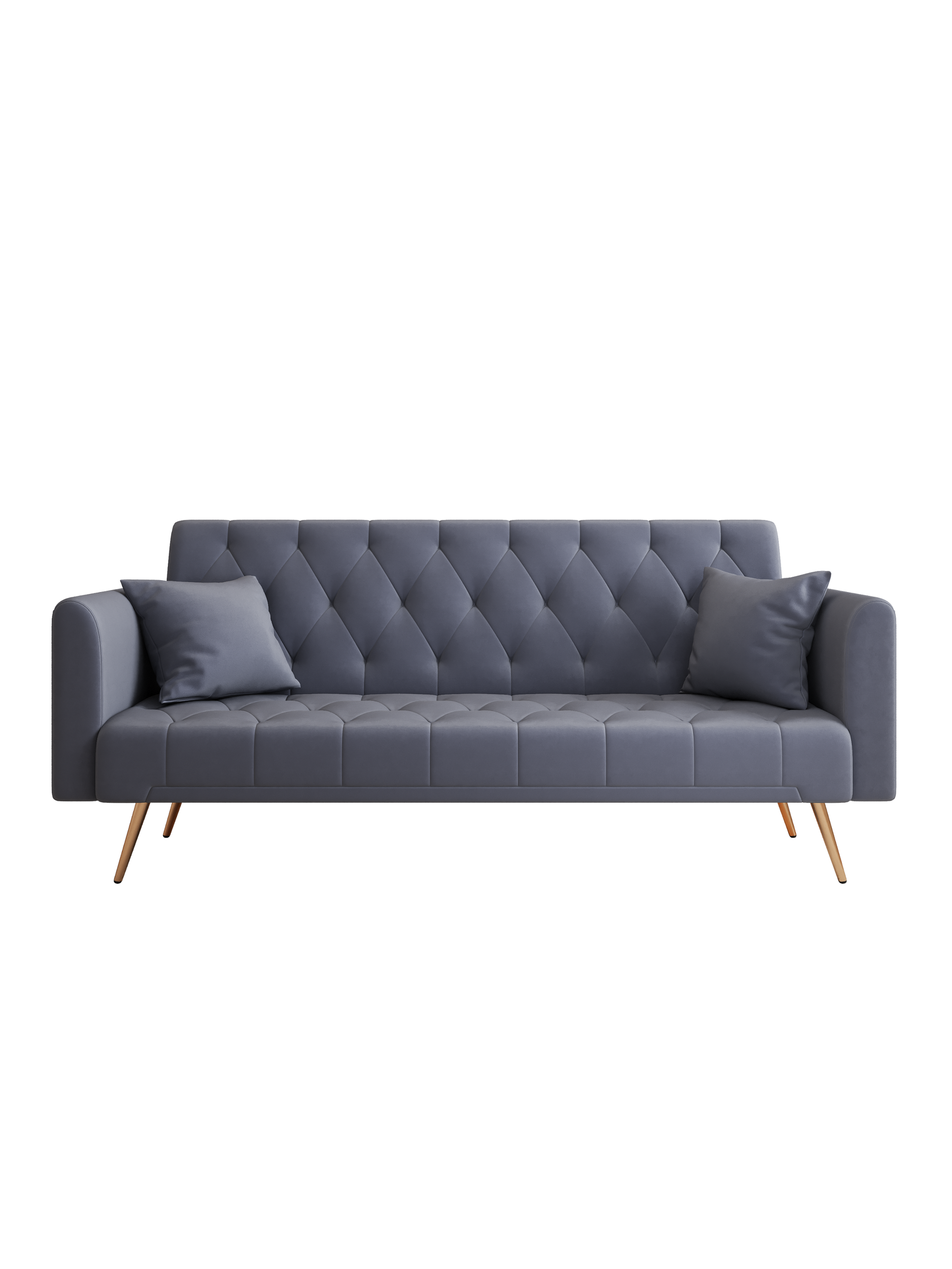 71 Inch Convertibleseat Sofa, American Vintage Grey Velvet Material, Suitable For Small Living Room, Bedroom, Office Gray Velvet 2 Seat