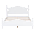 Full Size Wood Platform Bed Frame,Retro Style Platform Bed With Wooden Slat Support,White White Wood