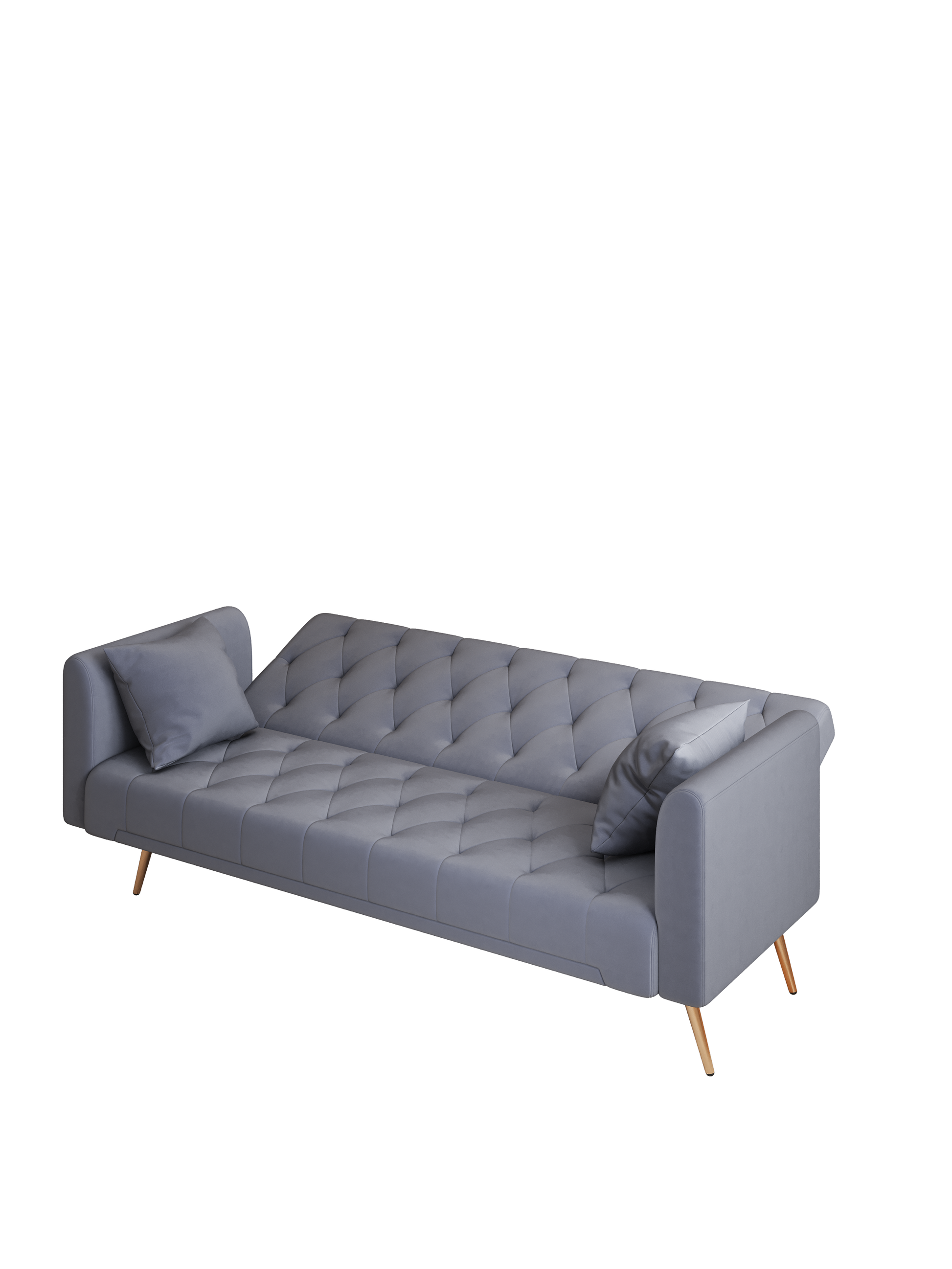 71 Inch Convertibleseat Sofa, American Vintage Grey Velvet Material, Suitable For Small Living Room, Bedroom, Office Gray Velvet 2 Seat