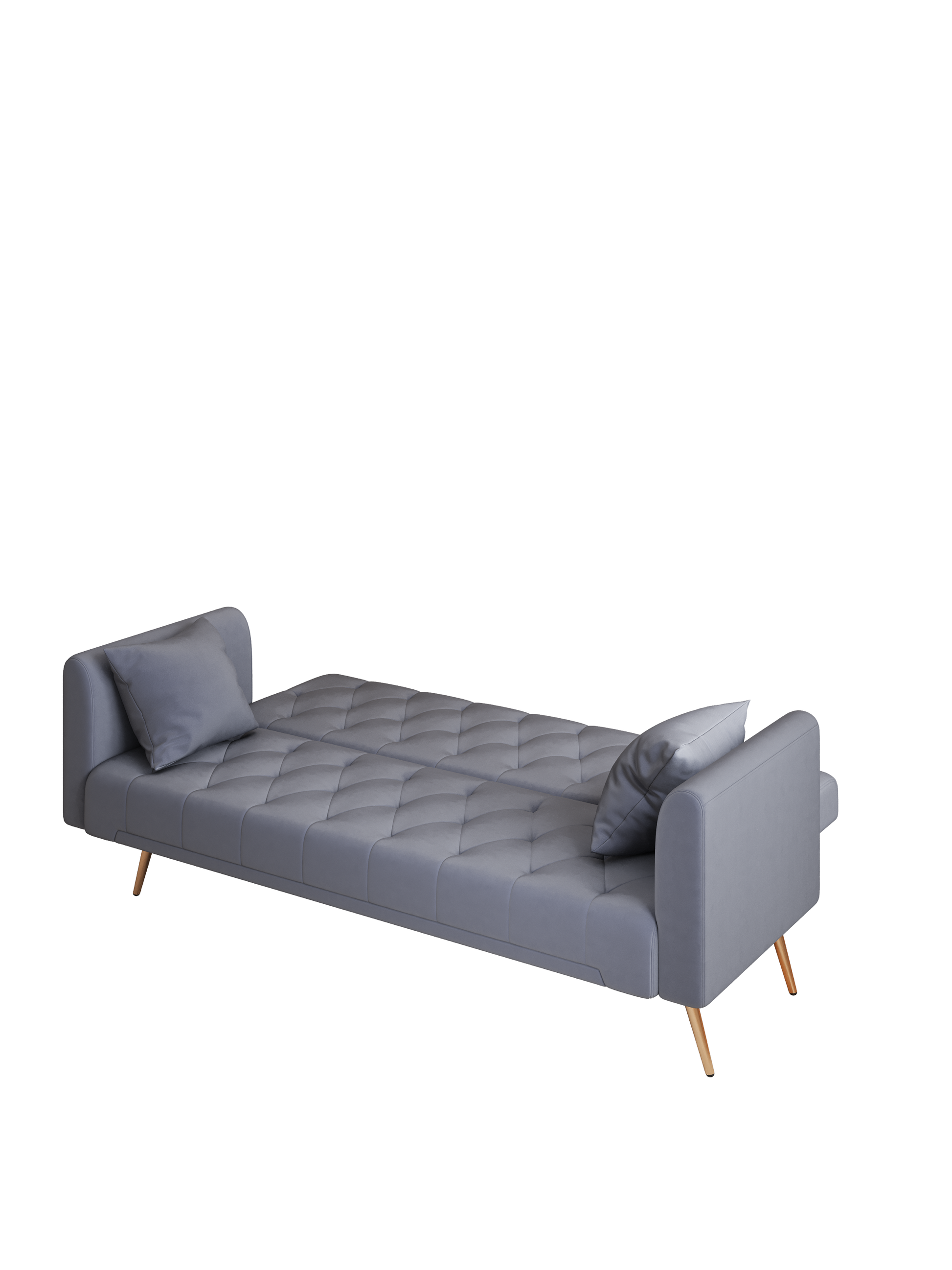 71 Inch Convertibleseat Sofa, American Vintage Grey Velvet Material, Suitable For Small Living Room, Bedroom, Office Gray Velvet 2 Seat