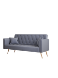 71 Inch Convertibleseat Sofa, American Vintage Grey Velvet Material, Suitable For Small Living Room, Bedroom, Office Gray Velvet 2 Seat