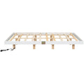 Queen Size Floating Bed With Led Lights Underneath,Modern Queen Size Low Profile Platform Bed With Led Lights,White Queen White Wood Bedroom American Design Pine Bed Frame Pine