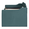 Twin Size Upholstered Daybed With Trundle And Three Drawers,Green Twin Green Linen