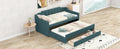Twin Size Upholstered Daybed With Trundle And Three Drawers,Green Twin Green Linen