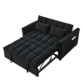 Sleeper Sofa, Convertible Sofa, Recliner, Bed, 3 In 1, 3 Position Adjustable Backrest, 2 Seater Sectional, Two Side Pockets, 2 Pillows For Living Room, Apartment, Etc., Velvet Black 54