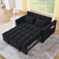 Sleeper Sofa, Convertible Sofa, Recliner, Bed, 3 In 1, 3 Position Adjustable Backrest, 2 Seater Sectional, Two Side Pockets, 2 Pillows For Living Room, Apartment, Etc., Velvet Black 54
