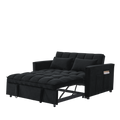 Sleeper Sofa, Convertible Sofa, Recliner, Bed, 3 In 1, 3 Position Adjustable Backrest, 2 Seater Sectional, Two Side Pockets, 2 Pillows For Living Room, Apartment, Etc., Velvet Black 54