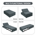 4 In 1 Sofa Bed, Chair Bed, Multi Function Folding Ottoman Bed With Storage Pocket And Usb Port For Small Room Apartment,Living Room,Bedroom,Hallway, Deep Blue Dark Blue Primary Living Space Linen