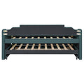 Twin Size Upholstered Daybed With Trundle And Three Drawers,Green Twin Green Linen