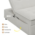 4 In 1 Sofa Bed, Chair Bed, Multi Function Folding Ottoman Bed With Storage Pocket And Usb Port For Small Room Apartment,Living Room,Bedroom,Hallway,White White Primary Living Space Linen